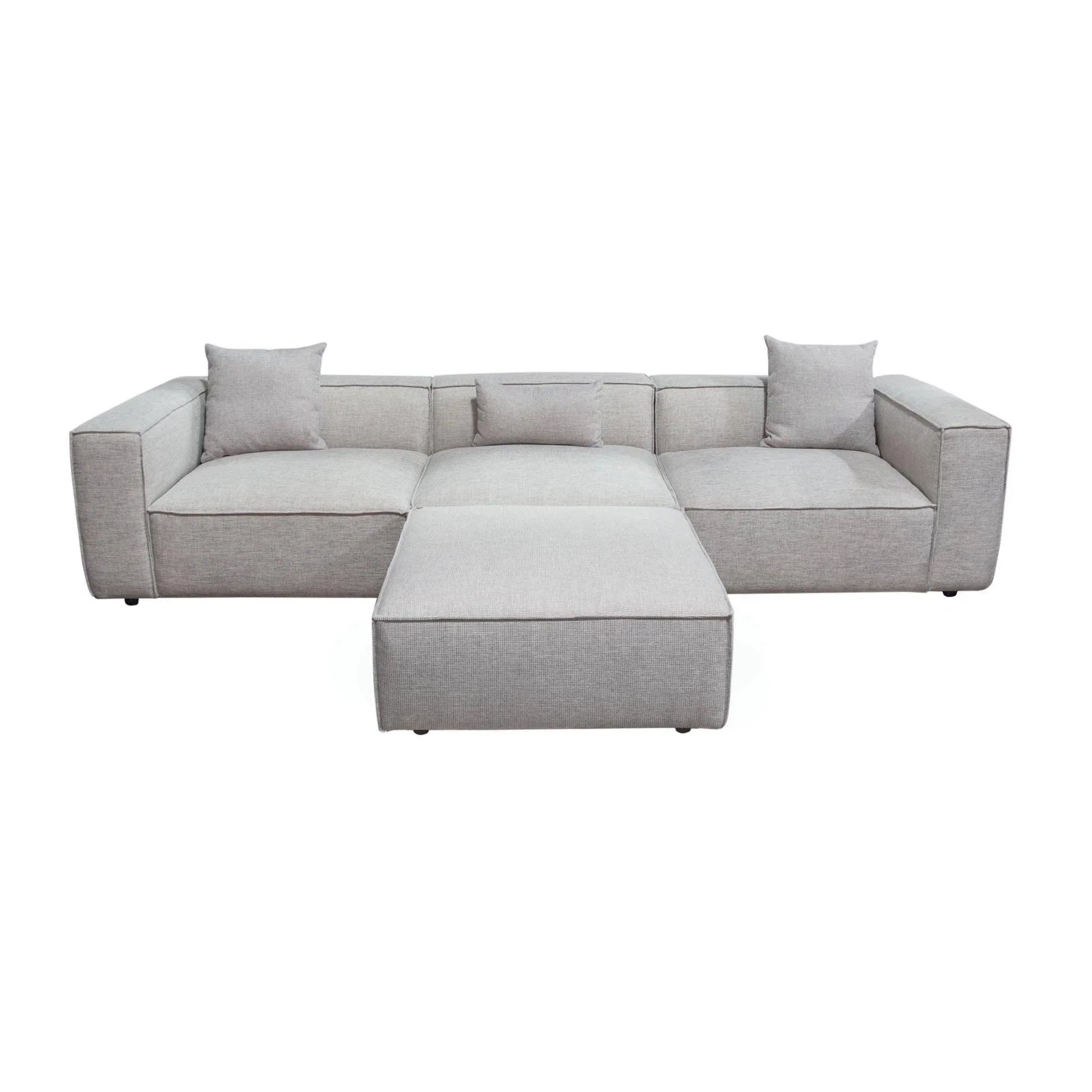 4 PC Set Grey -Beige Low Back Modular Sectional Sofa With Ottoman Modular Sofas Sideboards and Things  By Diamond Sofa