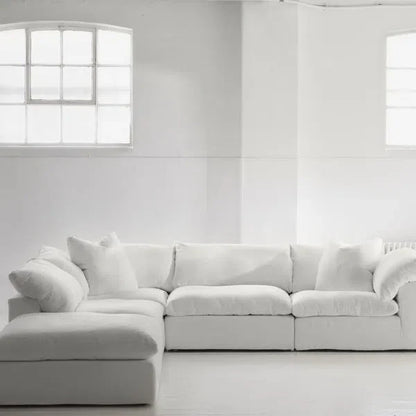 4 PC Set Stain Resistant Terra Condo White Sectional Modular Lounge Modular Sofas LOOMLAN By Moe's Home