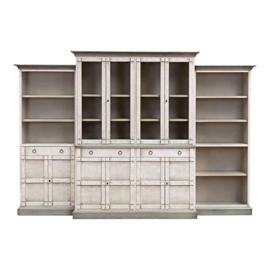 4 Piece Full Wall Buffet Curio White & Grey-Buffets & Curios-Sarreid-LOOMLAN