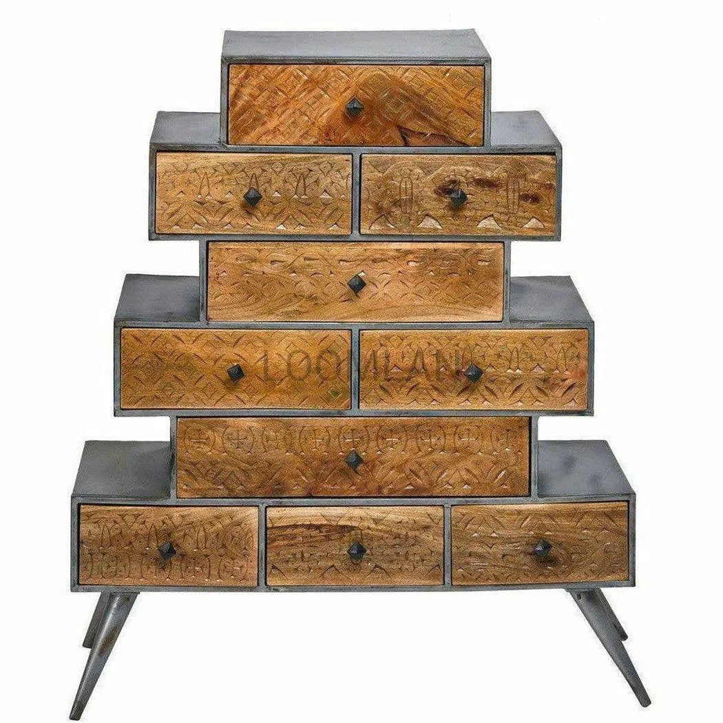 47x40" Apothecary Chest of 10 Drawers Wood Storage Cabinet Accent Cabinets LOOMLAN By LOOMLAN