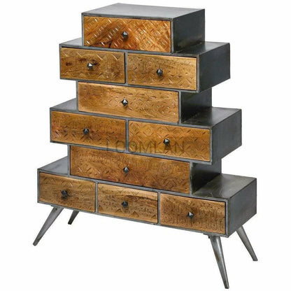 47x40" Apothecary Chest of 10 Drawers Wood Storage Cabinet Accent Cabinets LOOMLAN By LOOMLAN