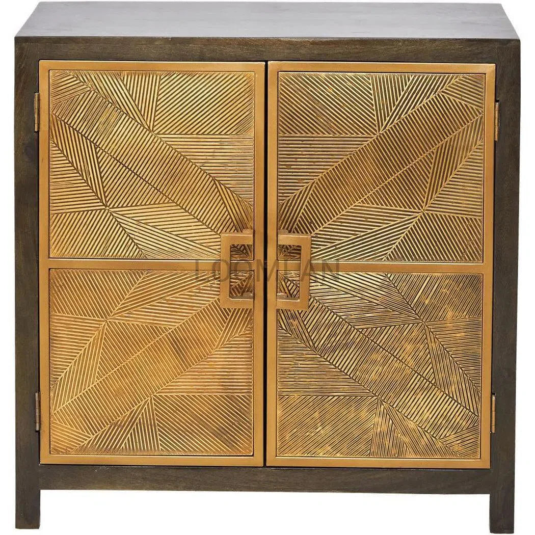 40" Modern Handmade Gold (Brass) Overlay Cabinet Accent Cabinets LOOMLAN By LOOMLAN