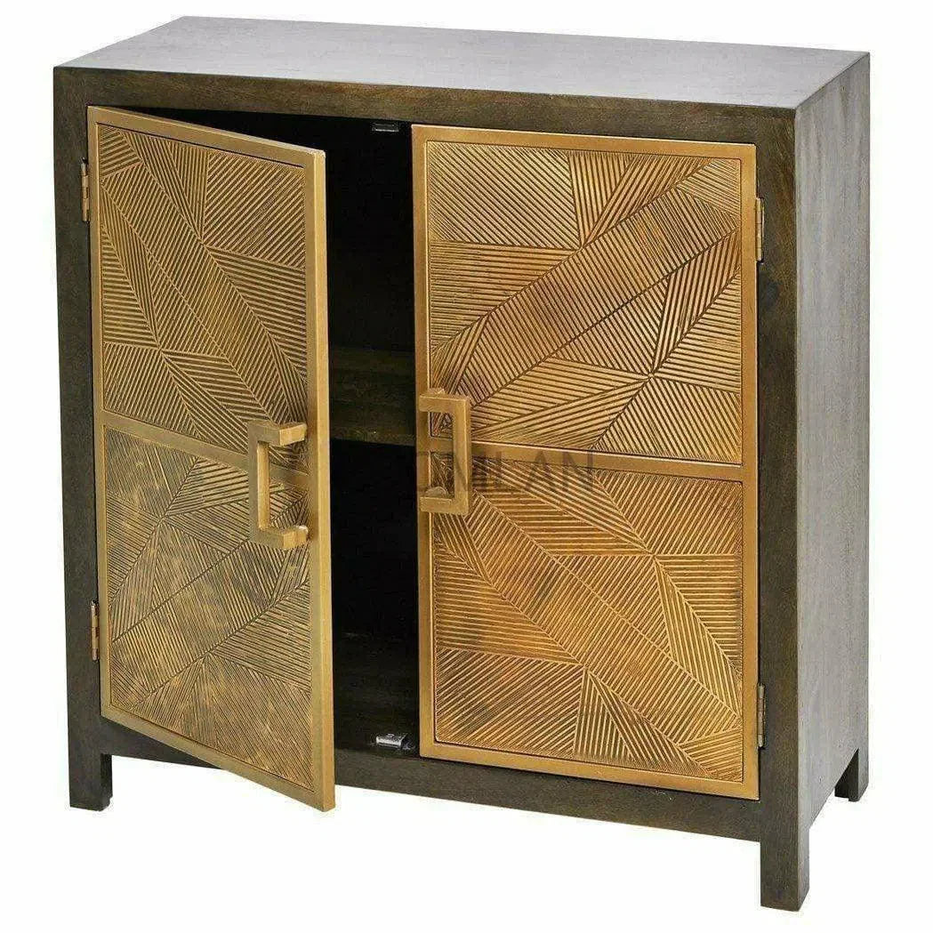 40" Modern Handmade Gold (Brass) Overlay Cabinet Accent Cabinets LOOMLAN By LOOMLAN