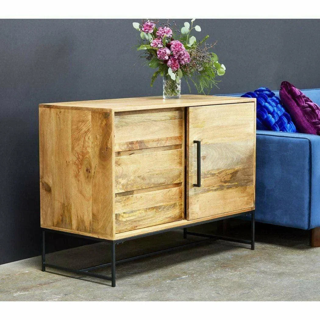 40" Petite Sideboard with Drawers on Metal Stand Sideboards LOOMLAN By Moe's Home