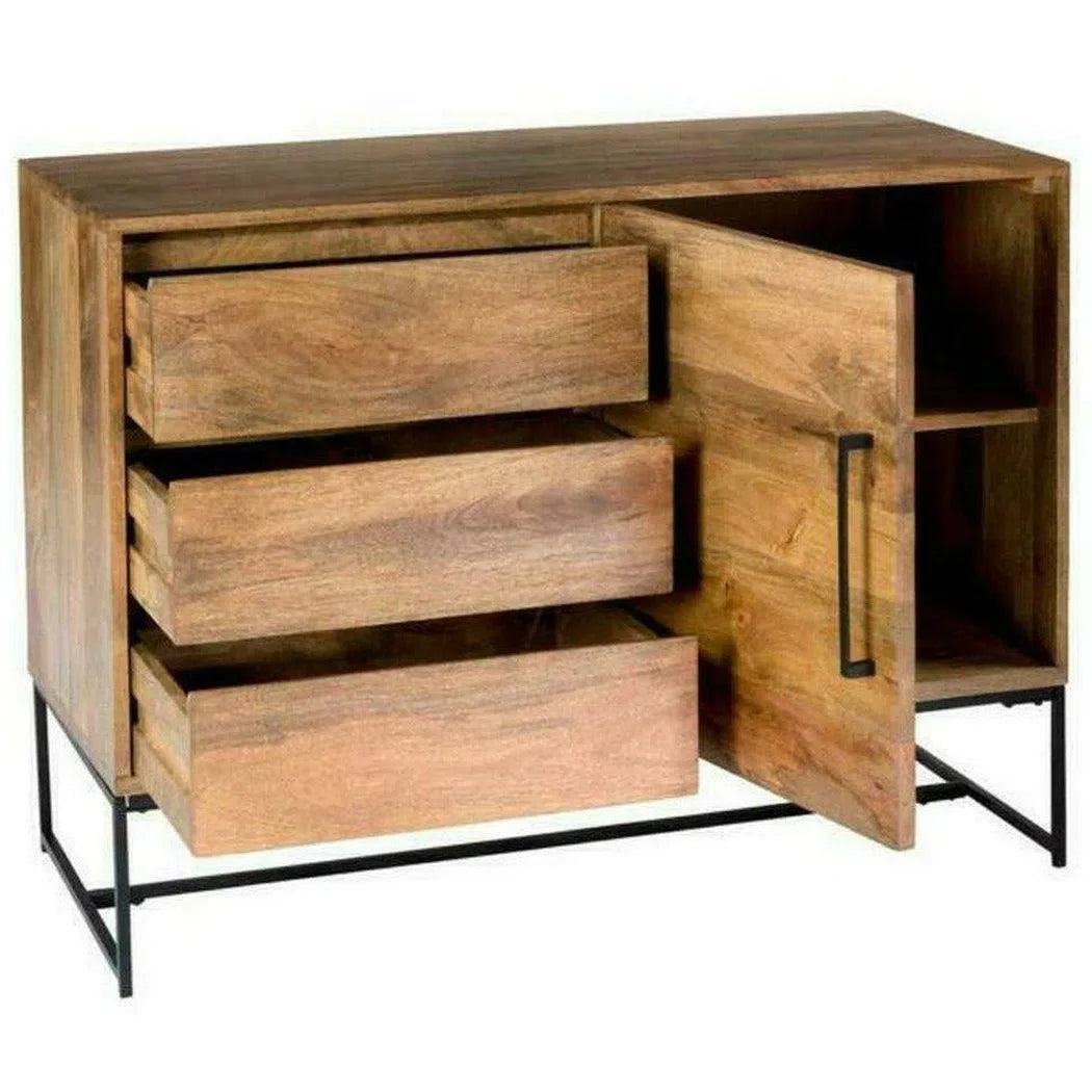 40" Petite Sideboard with Drawers on Metal Stand Sideboards LOOMLAN By Moe's Home