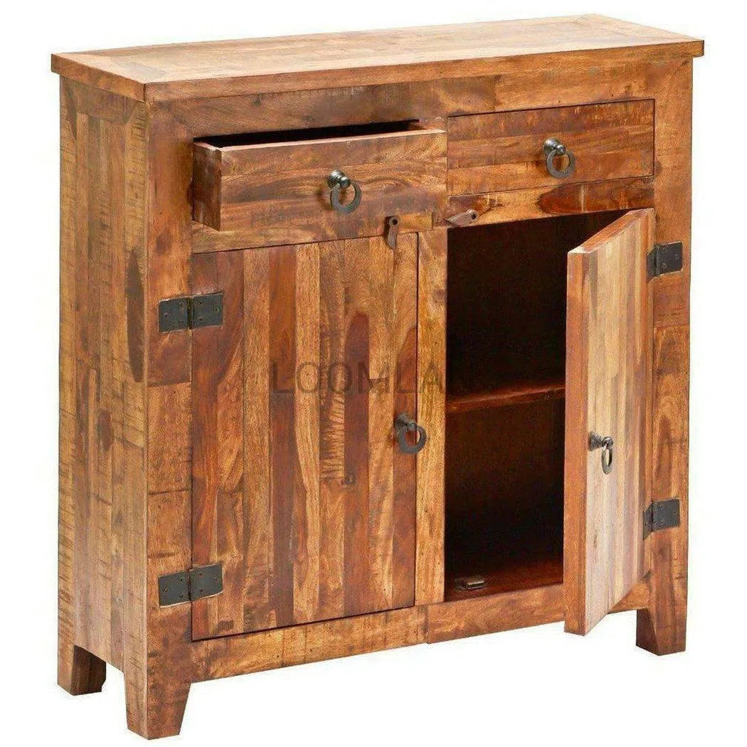 40" Rustic Reclaimed Wood 2 Doors and 2 Drawers Accent Cabinet Accent Cabinets LOOMLAN By LOOMLAN