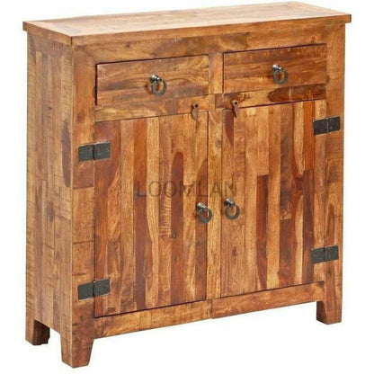 40" Rustic Reclaimed Wood 2 Doors and 2 Drawers Accent Cabinet Accent Cabinets LOOMLAN By LOOMLAN