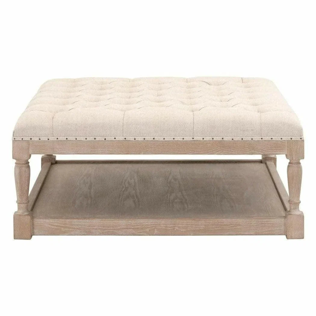 40" Square Townsend Cream Upholstered Coffee Table With Storage Coffee Tables LOOMLAN By Essentials For Living