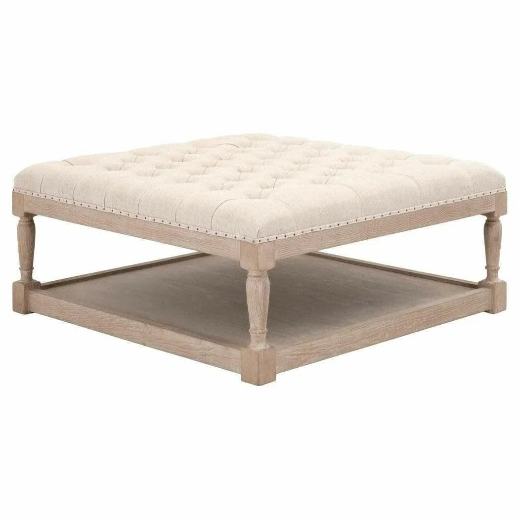 40" Square Townsend Cream Upholstered Coffee Table With Storage Coffee Tables LOOMLAN By Essentials For Living