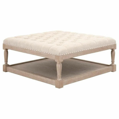 40" Square Townsend Cream Upholstered Coffee Table With Storage Coffee Tables LOOMLAN By Essentials For Living