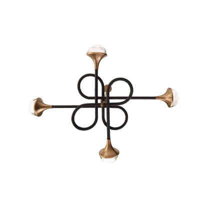 Newton Central Brass Stem Black Chandelier