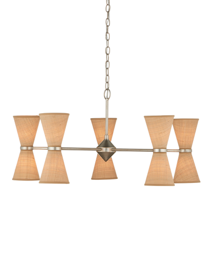 Pennyworth Iron and Grasscloth Silver Chandelier