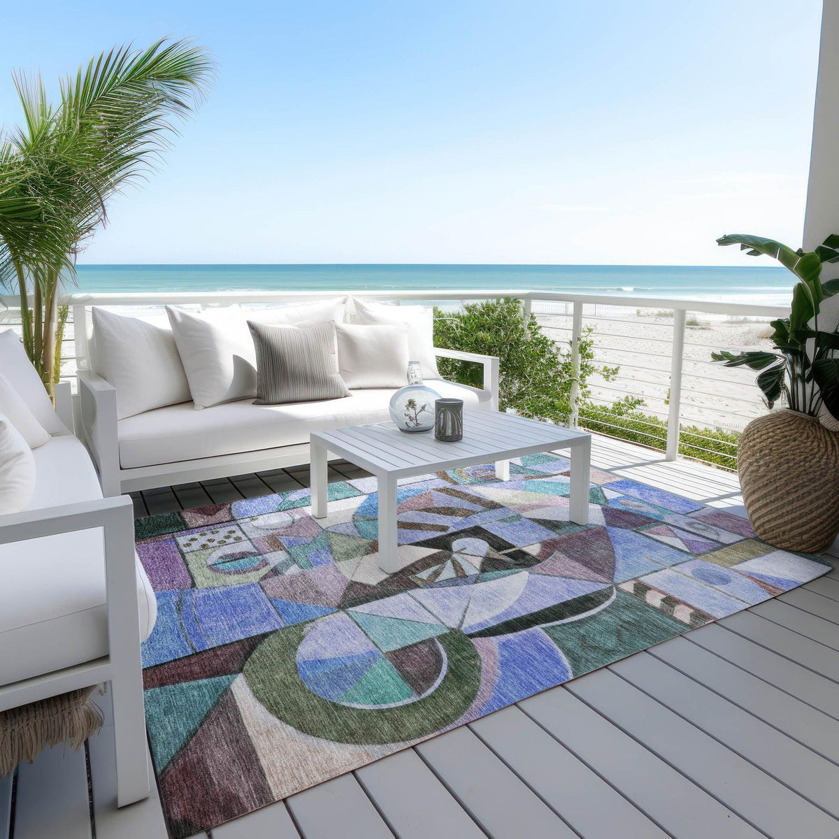 Jaelius Green Washable Indoor-Outdoor Rug -- green