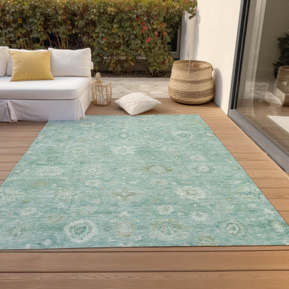 Laeara Teal Washable Indoor-Outdoor Rug -- teal