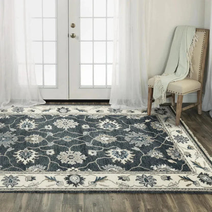 Clot Floral Charcoal Large Area Rugs For Living Room -- charcoal