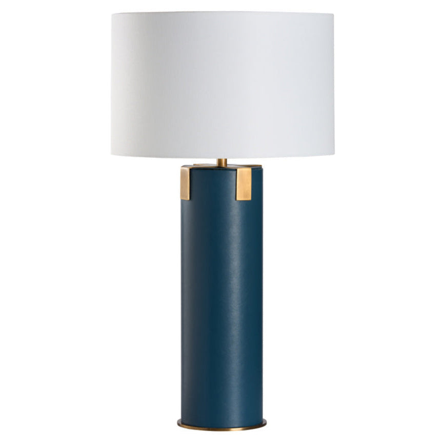 Wildwood Meridian Blue Leather Warp Table Lamp