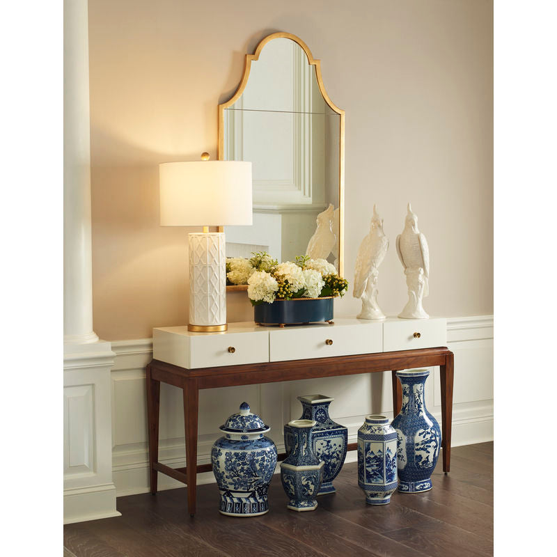 Chelsea House Andreu White Ceramic Raised Design Table Lamp