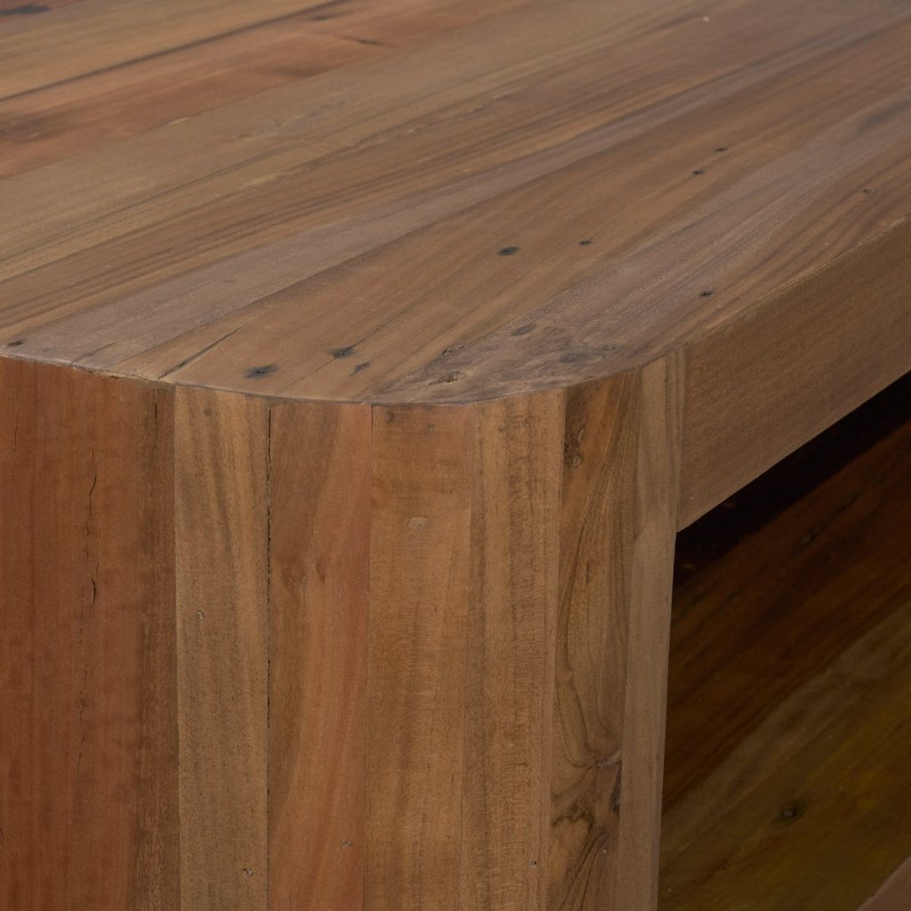 Dunmore 74" Rectangular Solid Wood Open Shelf Coffee Table -- Brown