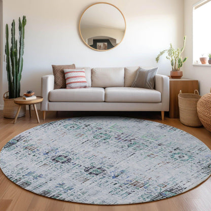 Haelon Blue Washable Indoor-Outdoor Rug
