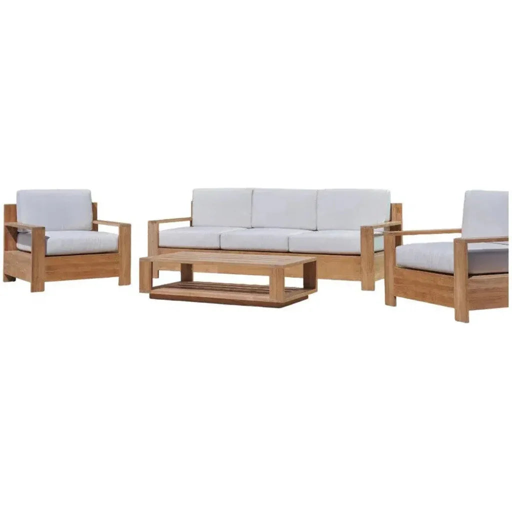 Qube 4PC Teak Outdoor Patio Deep Set Sunbrella Cushion -- view 6