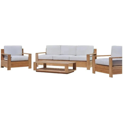 Qube 4PC Teak Outdoor Patio Deep Set Sunbrella Cushion -- view 6