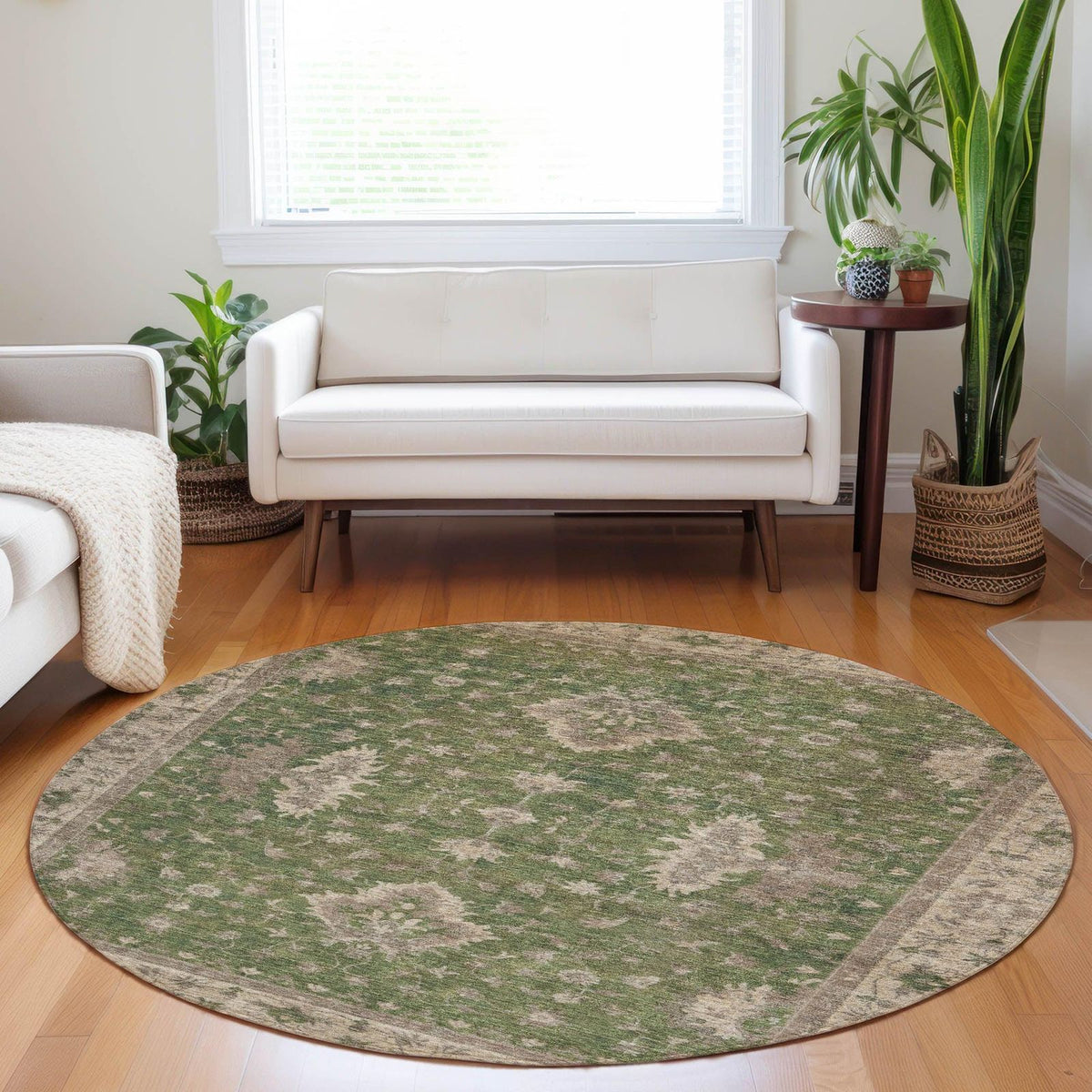 Iriaris Green Washable Indoor-Outdoor Rug