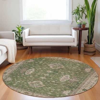 Iriaris Green Washable Indoor-Outdoor Rug