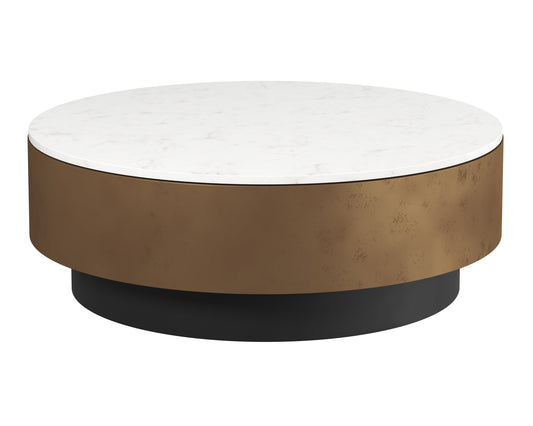 Zelda Coffee Table Modern White Marble Top Black Base