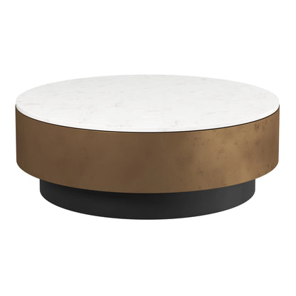 Zelda Coffee Table Modern White Marble Top Black Base