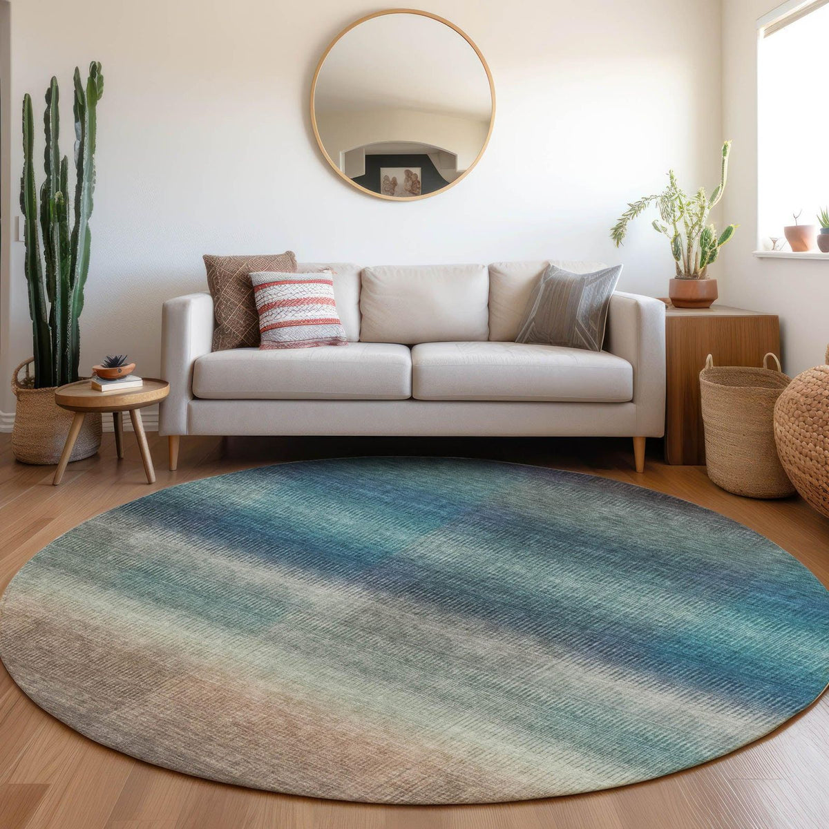 Haelor Blue Washable Indoor-Outdoor Rug