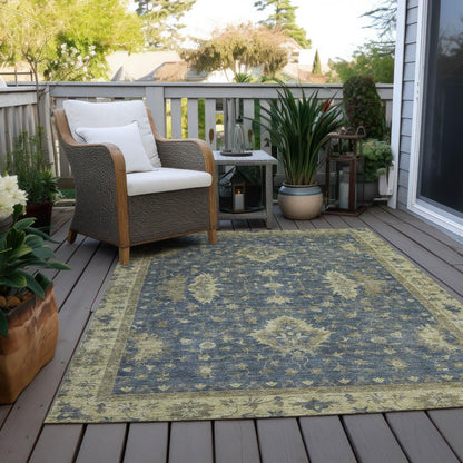 Iriaris Blue Washable Indoor-Outdoor Rug
