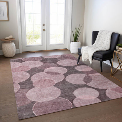Jaelanor Pink Washable Indoor-Outdoor Rug -- pink