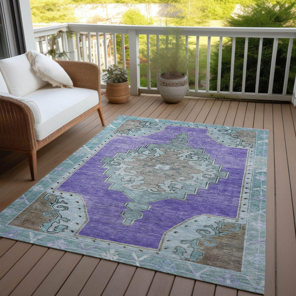 Haelion Purple Washable Indoor-Outdoor Rug -- purple