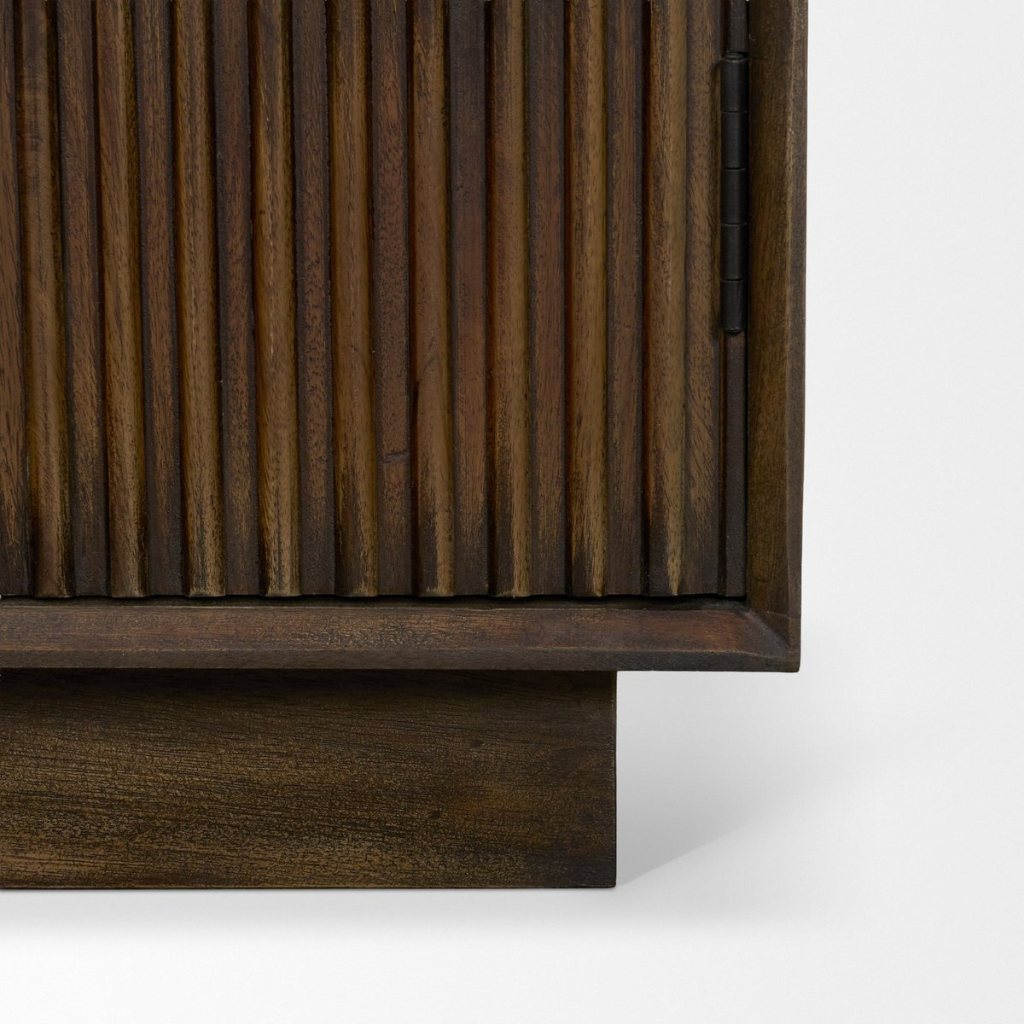Cinder 42" Distressed Dark Brown Reeded 2-Door Tall Cabinet -- Dark Brown