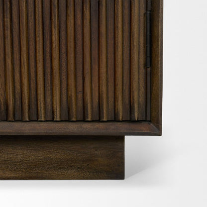 Cinder 42" Distressed Dark Brown Reeded 2-Door Tall Cabinet -- Dark Brown