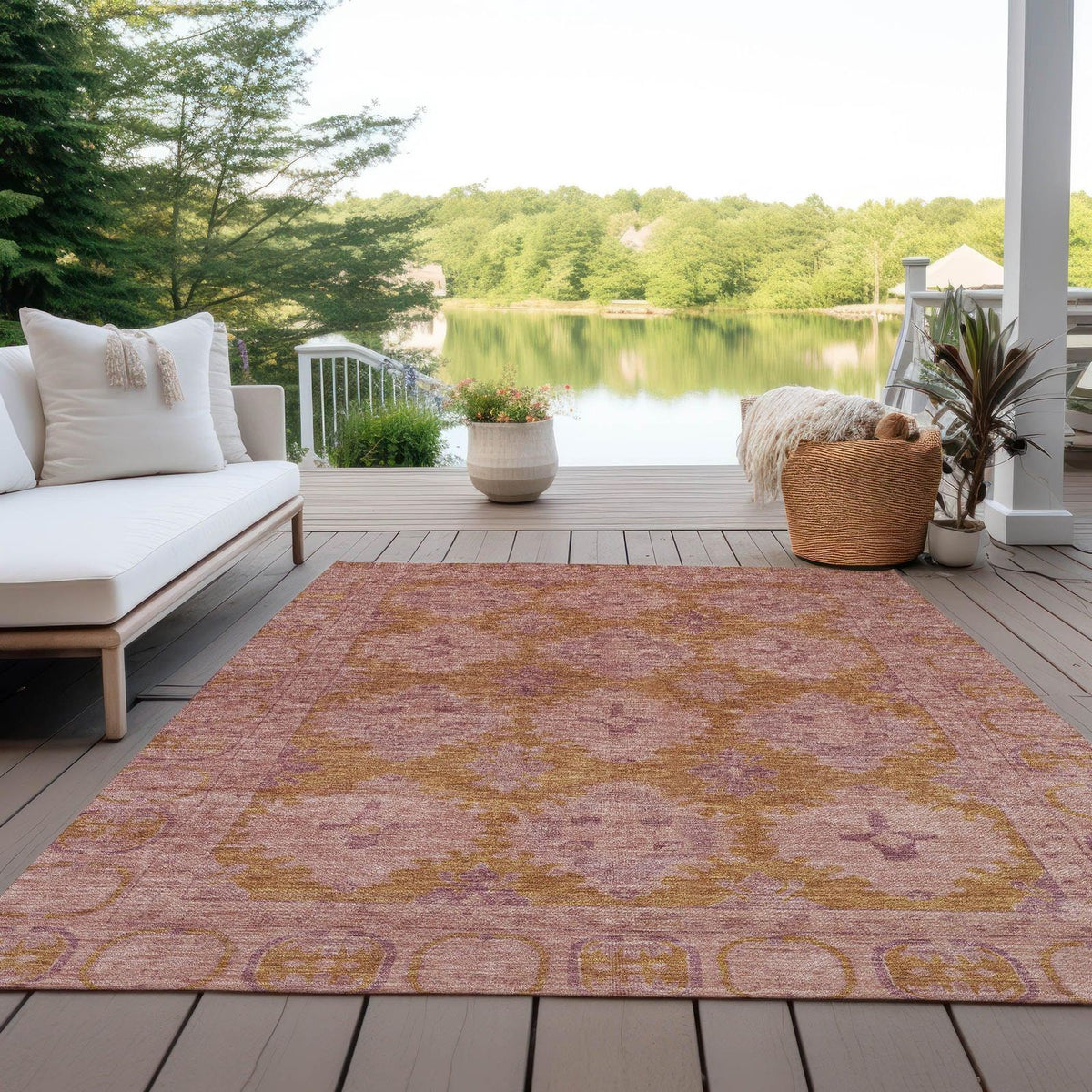 Jaelora Pink Washable Indoor-Outdoor Rug