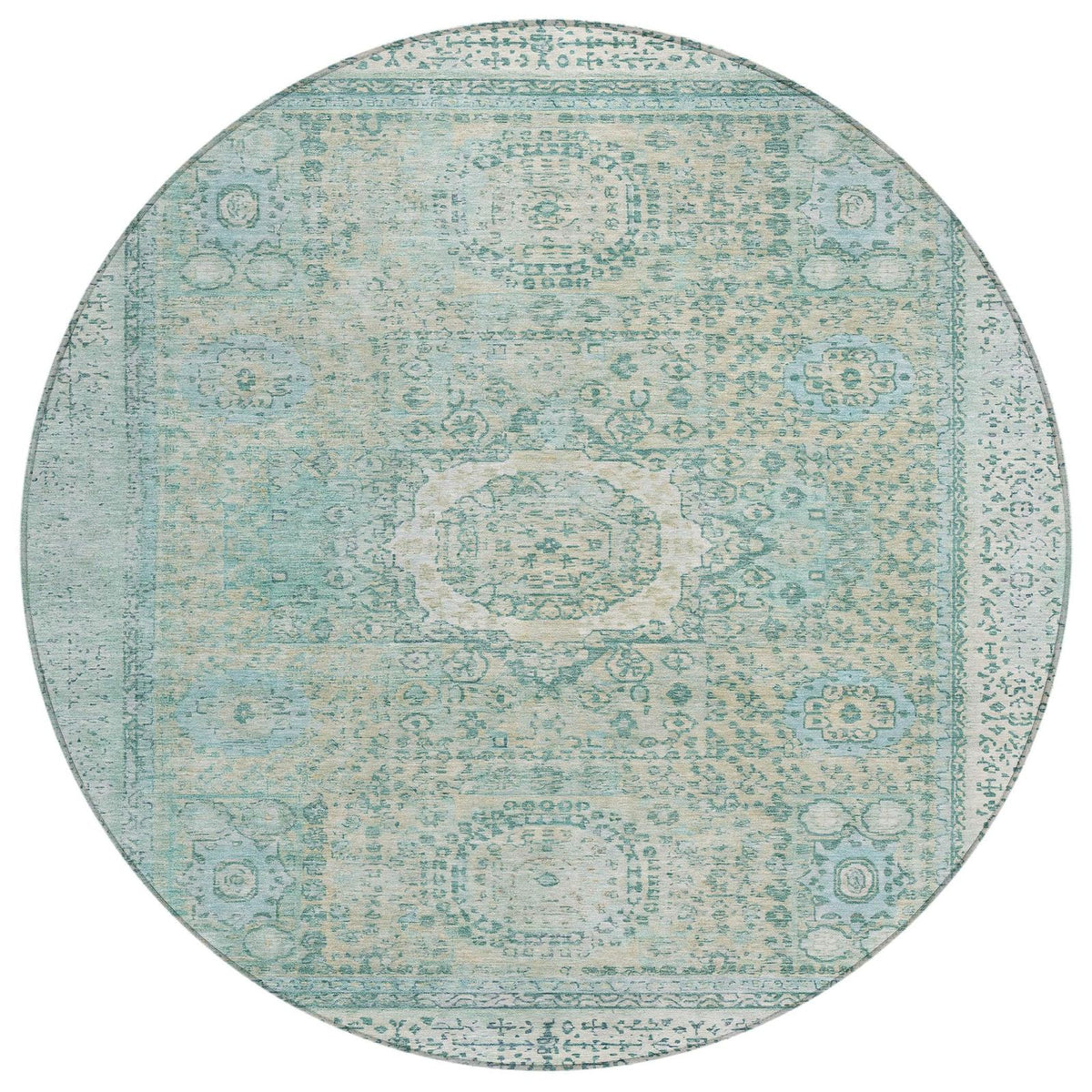 Irias Teal Washable Indoor-Outdoor Rug