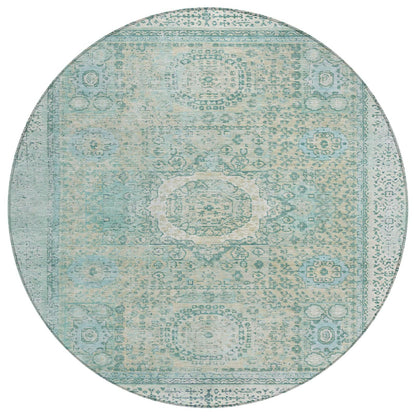 Irias Teal Washable Indoor-Outdoor Rug