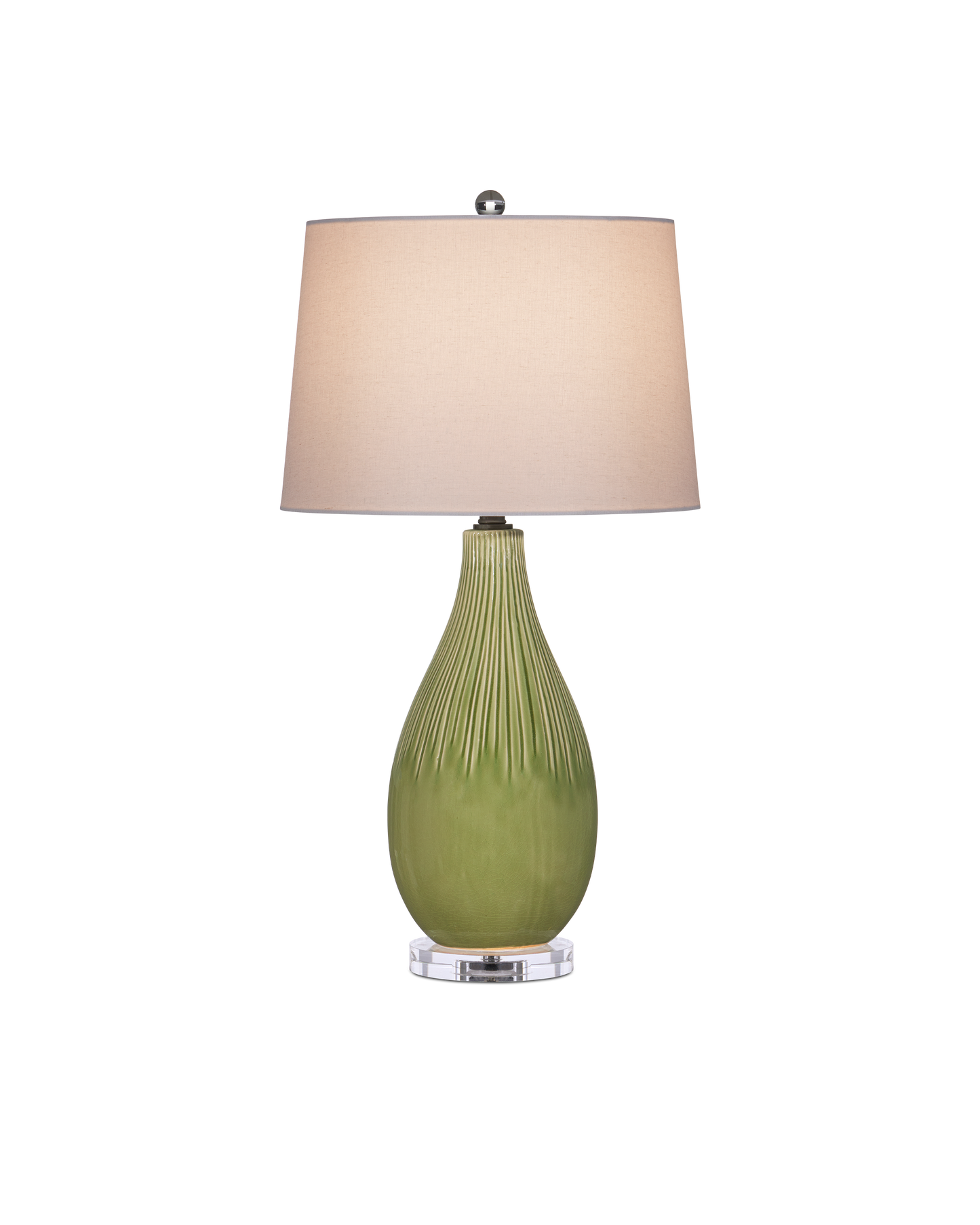 Anjou Ceramic and Optic Crystal Green Table Lamp