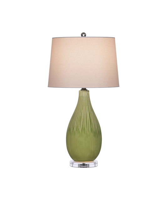 Anjou Ceramic and Optic Crystal Green Table Lamp