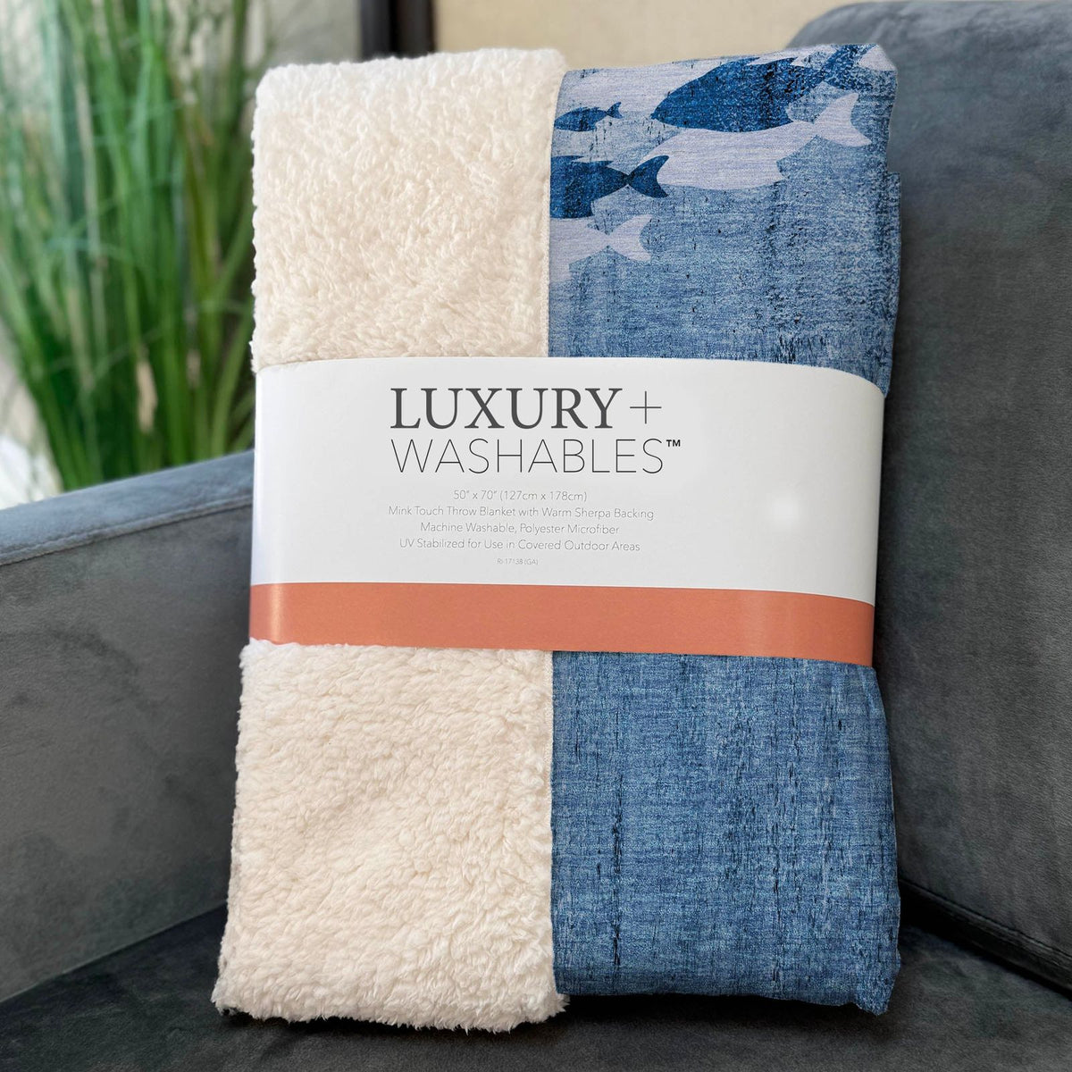 Nautical Blue Washable Indoor-Outdoor Rug