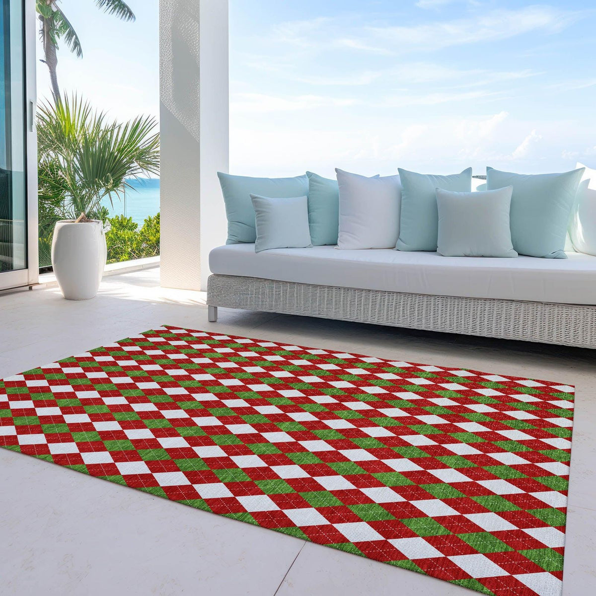 Paelira Red Washable Indoor-Outdoor Rug