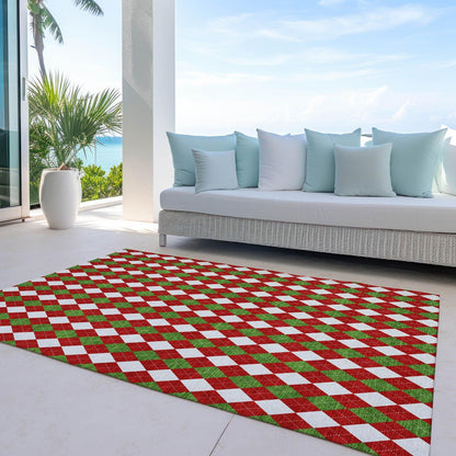 Paelira Red Washable Indoor-Outdoor Rug