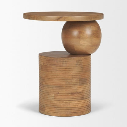 Stack 18" Round Light Brown Solid Wood Geometric Accent Tabl -- Light Brown