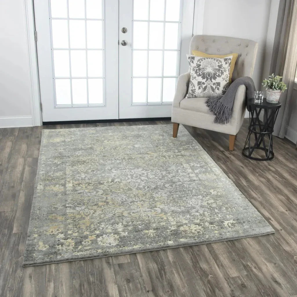 Chuc Border Gray Large Area Rugs For Living Room -- gray