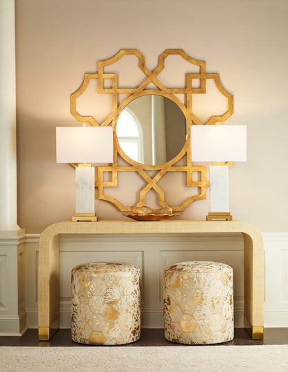 Lux Handmade Hexagon Design Gold Pouf