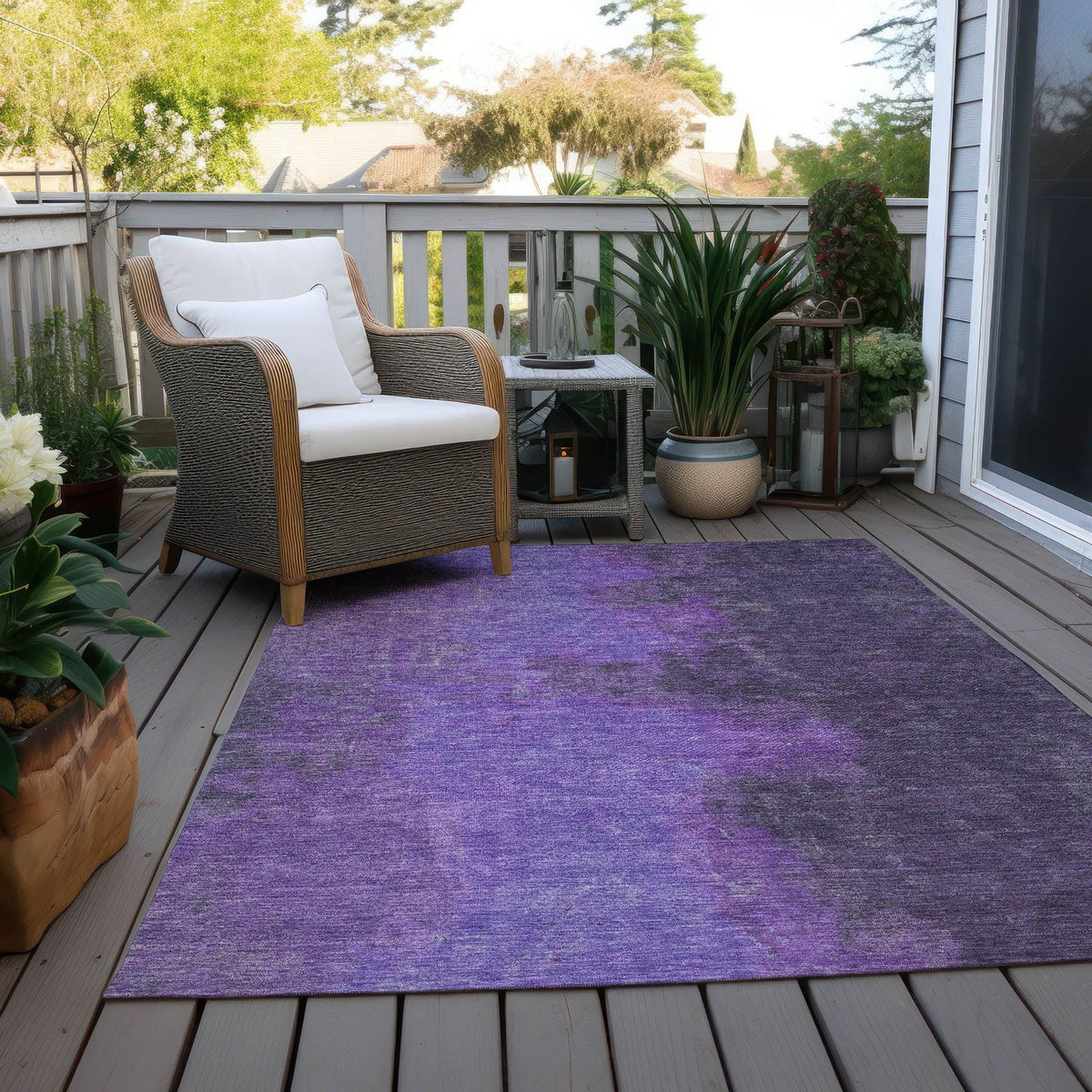 Iriion Purple Washable Indoor-Outdoor Rug -- purple