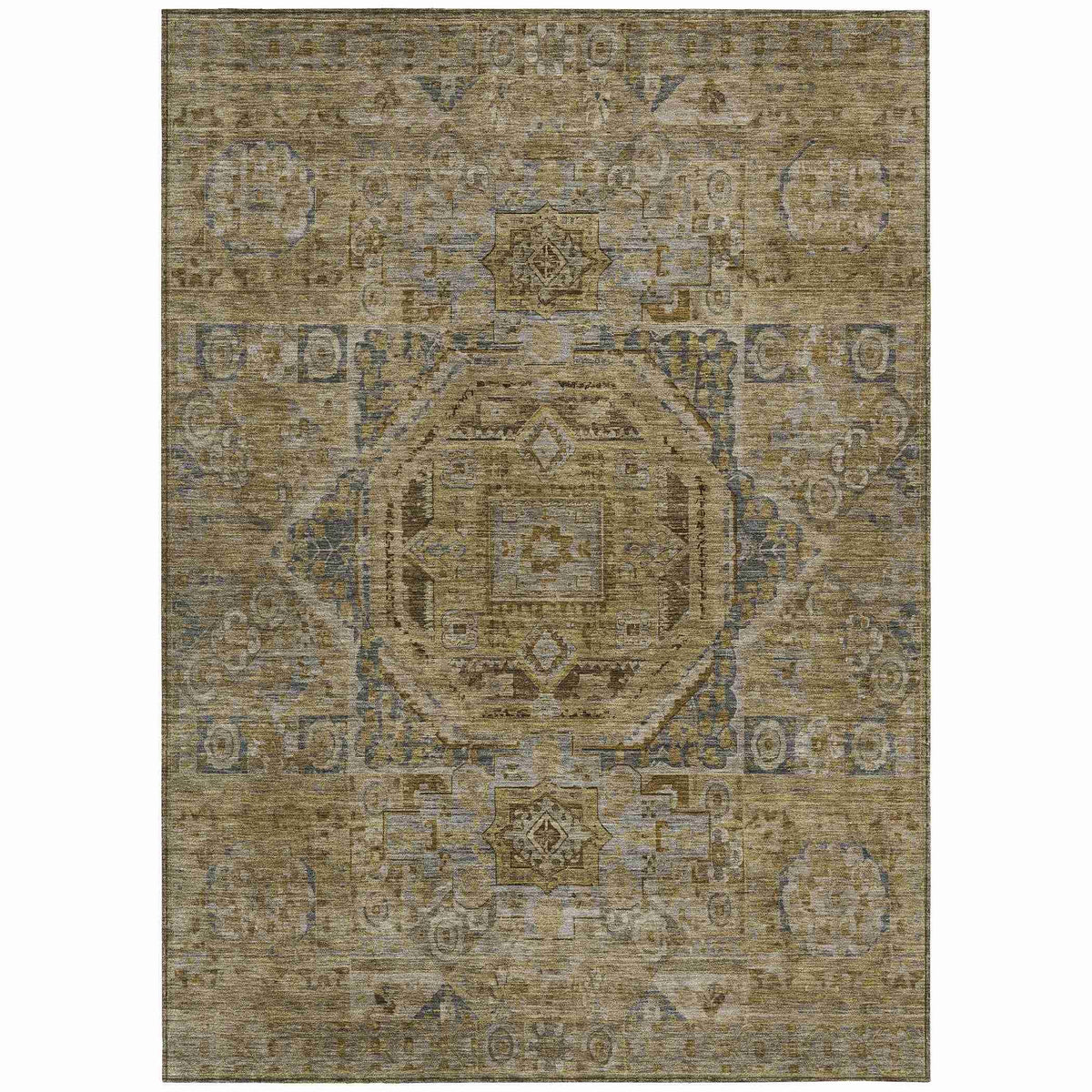 Iriir Brown Washable Indoor-Outdoor Rug