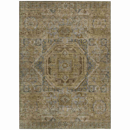 Iriir Brown Washable Indoor-Outdoor Rug