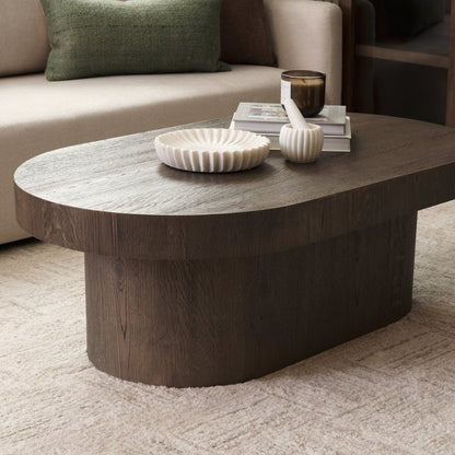 Lyonne 48" Oblong Medium Brown Oak Wood Coffee Table -- Medium Brown